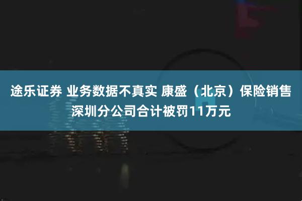 途乐证券 业务数据不真实 康盛（北京）保险销售深圳分公司合计被罚11万元