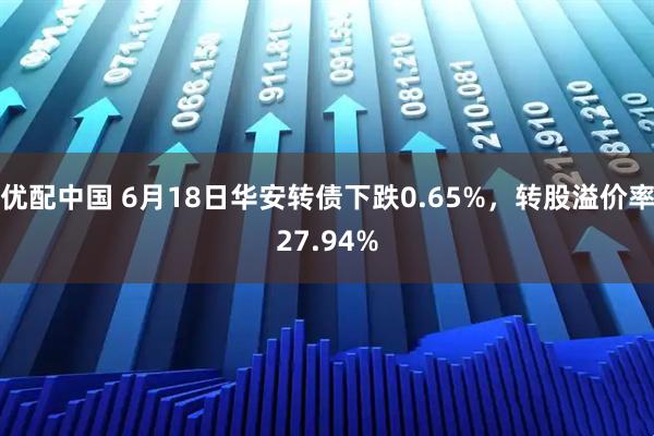 优配中国 6月18日华安转债下跌0.65%，转股溢价率27.94%